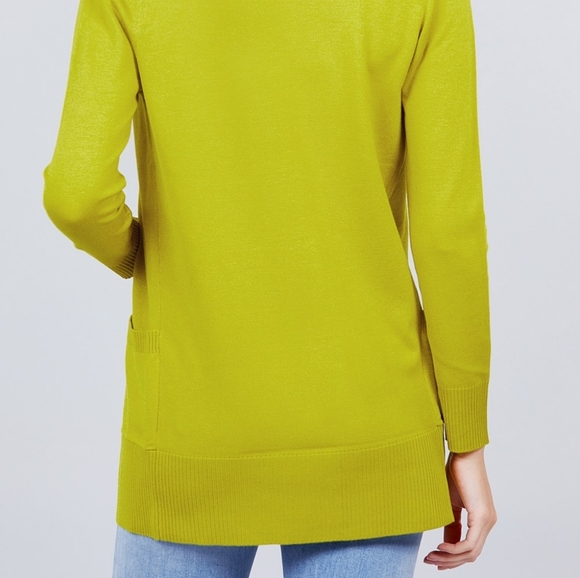 Lime Green Autumn Open Sweater Cardigan - Picture 4 of 4